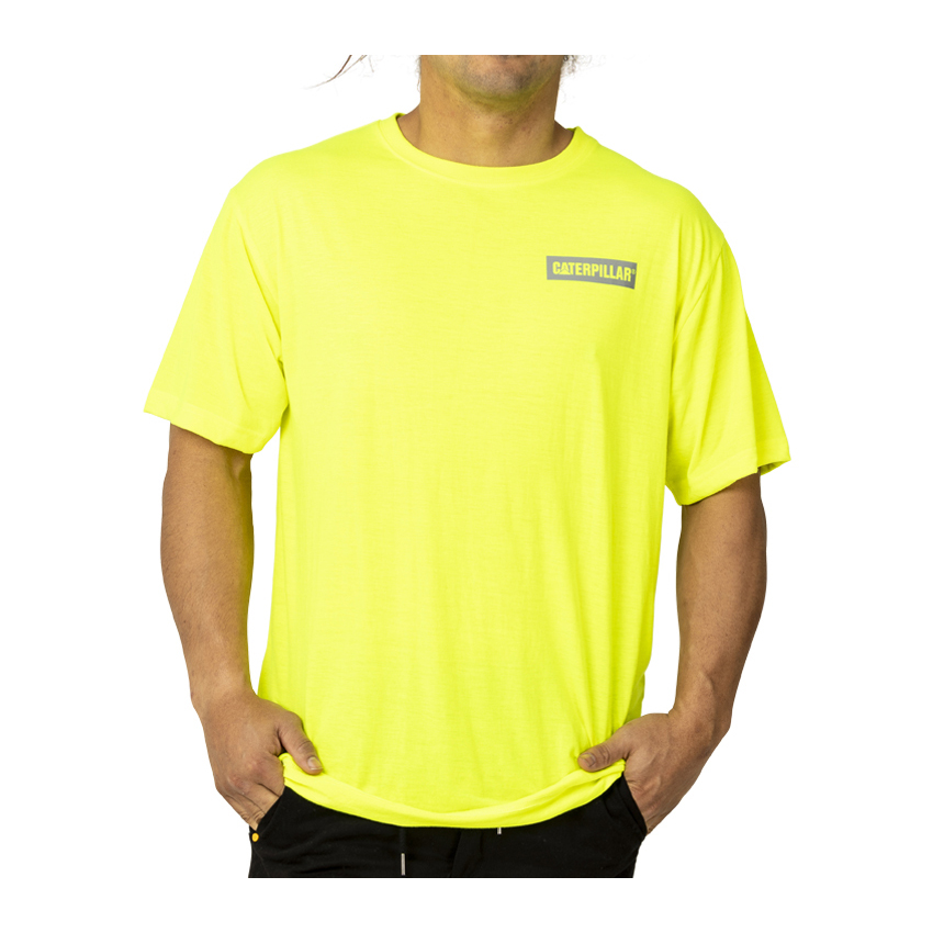 Caterpillar Clothing South Africa - Cat Men's Triton Block S/S T-Shirts Yellow GH6790283